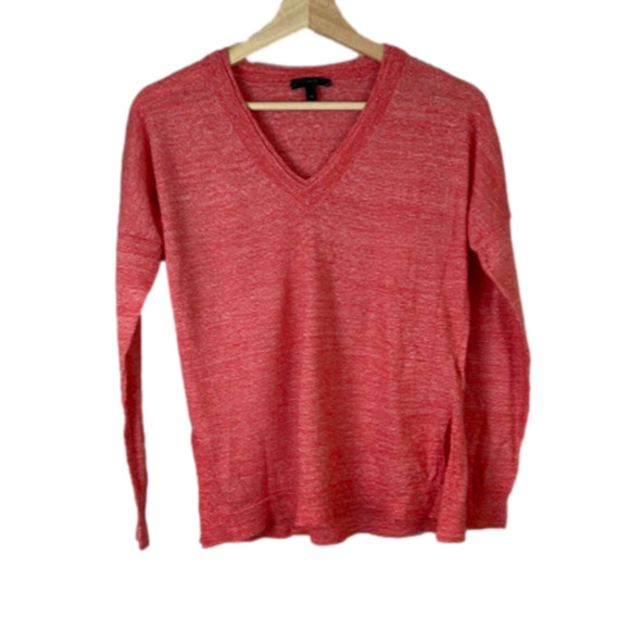J. Crew Merino Linen Pink V-Neck Sweater Size Extra Small - Picture 1 of 8